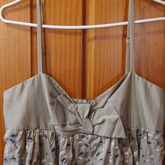 BCBGMAXAZRIA Gray Seashell Print Cotton Woven Babydoll Mini Dress 12 NWT - Picture 2 of 12